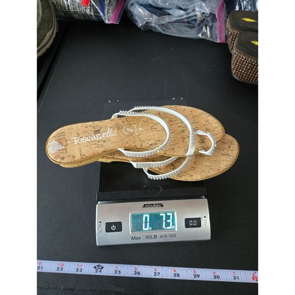 Toscanella Womens Slip On Sandals Size 7 Summer Glitter Neutral Glam Sparkly - Picture 11 of 11